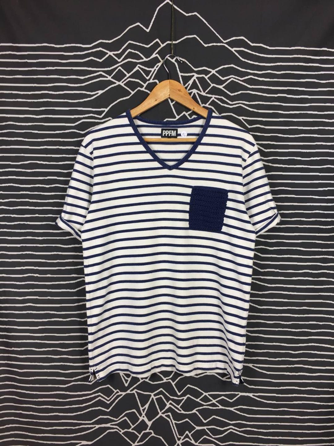 Vtg PPFM Japanese Brand Casual Striped V-neck Tee Size M - Etsy