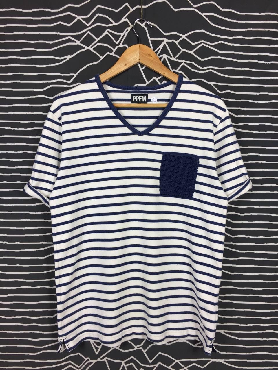 Vtg PPFM Japanese Brand Casual Striped V-neck Tee Size M - Etsy