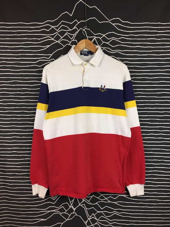 Vintage 90s Polo Ralph Lauren Color Block Rugby Shirt (size L