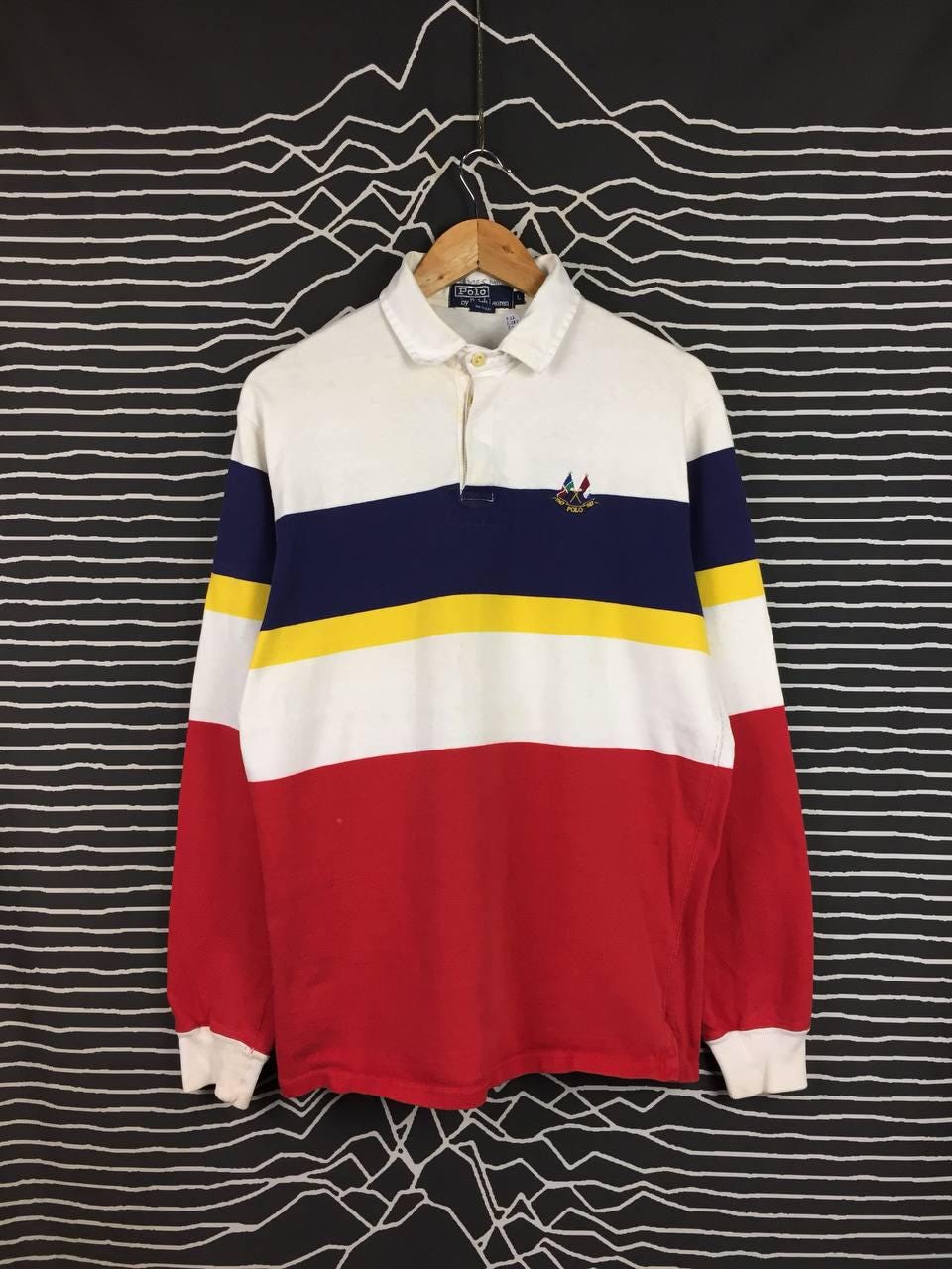 殿堂 Lauren Ralph Polo 90 Vtg Cross Color Logo Embroidered Flag ウェア