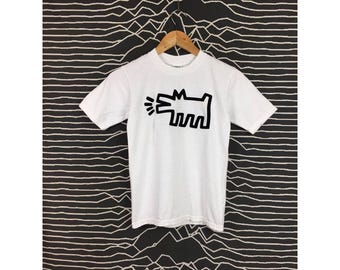Vtg Keith Haring Pop Shop Barking Dog Made In Usa Tee