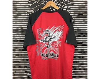 Vtg Y2K Dogtown Black Dragon Big Logo Skate Tee