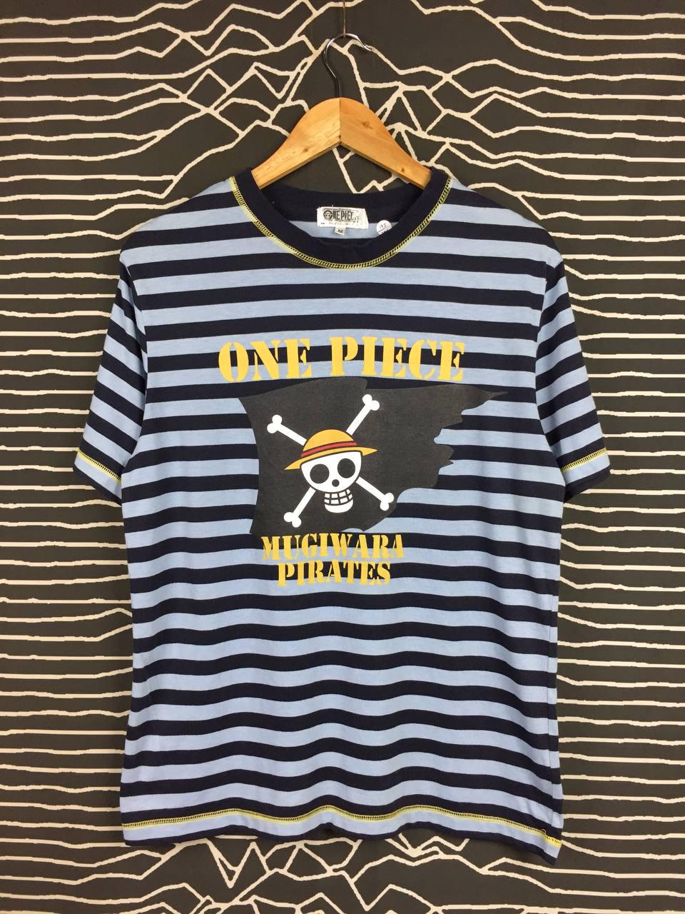 【美品】Americana　 STRIPE SHIRT Onepiece Vtg Anime One Piece Mugiwara Pirates Flag Logo Striped Tee Size M