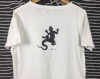 VTG Agnes B T-shirt court avec logo de créateur de mode taille L