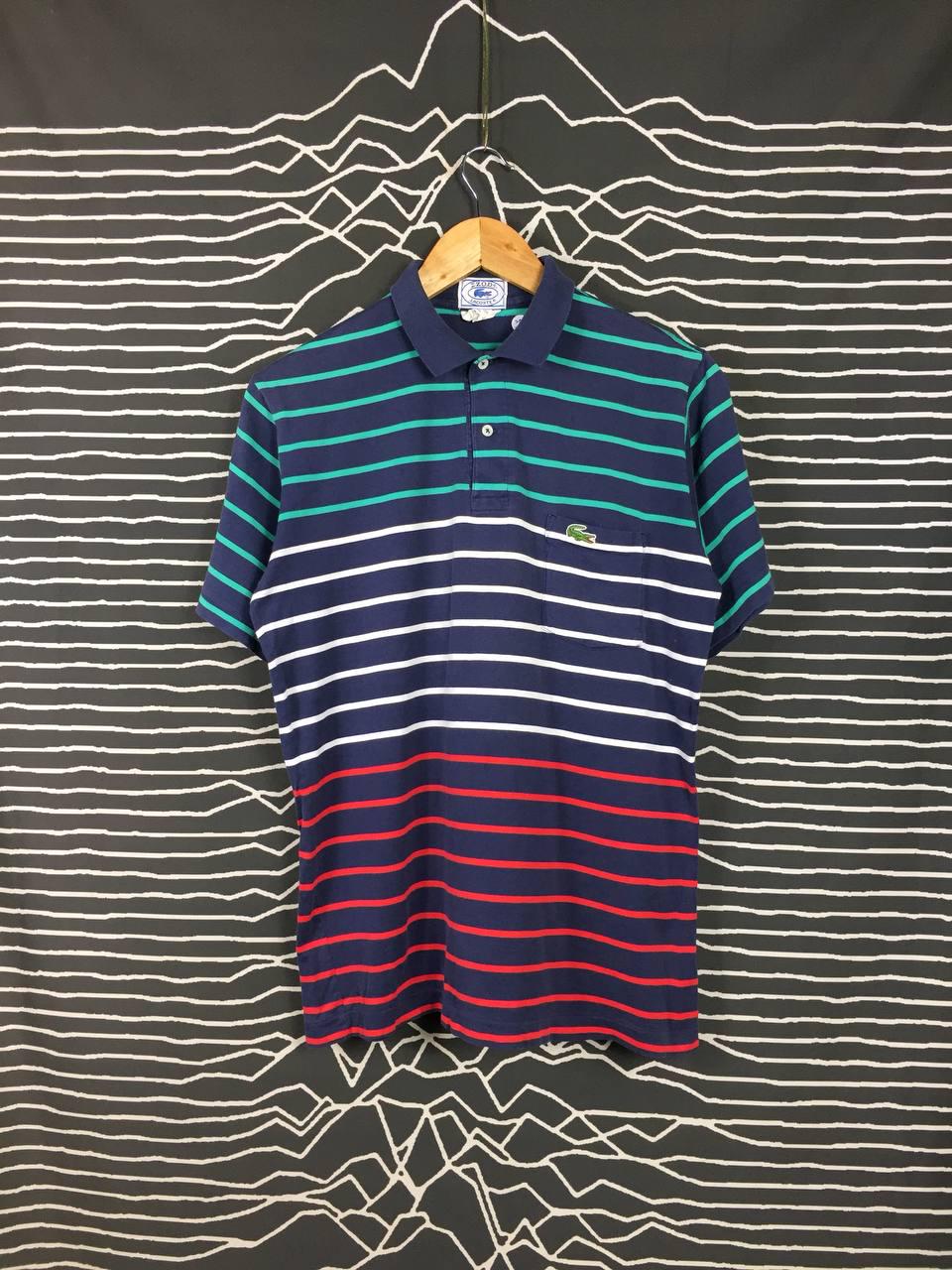 Vtg Izod Lacoste Made in Japan Multicolor Striped Polo Tee