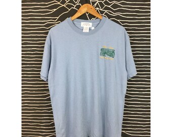 Vtg Queensboro Lake Maxinkuckee Indiana Embroidered Logo Tee