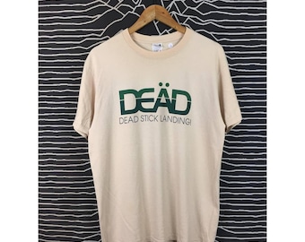 Vtg 00s Dead Stick Landing DEÄD Logo Aviation Aesthetic Tee