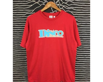 Entry Clothing Red Disco Retro Graphic Tee Size M