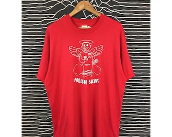 Vtg 90s 00s Polish Saint Poland Eagle Humor Graphic Tee