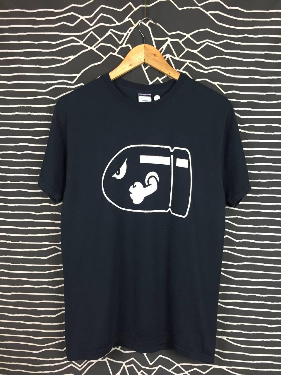 Vtg 00s Super Mario Nintendo Bullet Bill Big Logo Promo Tee Size M
