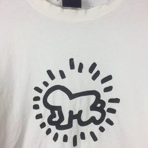 Vtg Keith Haring Uniqlo Pop Art T-shirt met lange mouwen, maat L afbeelding 3