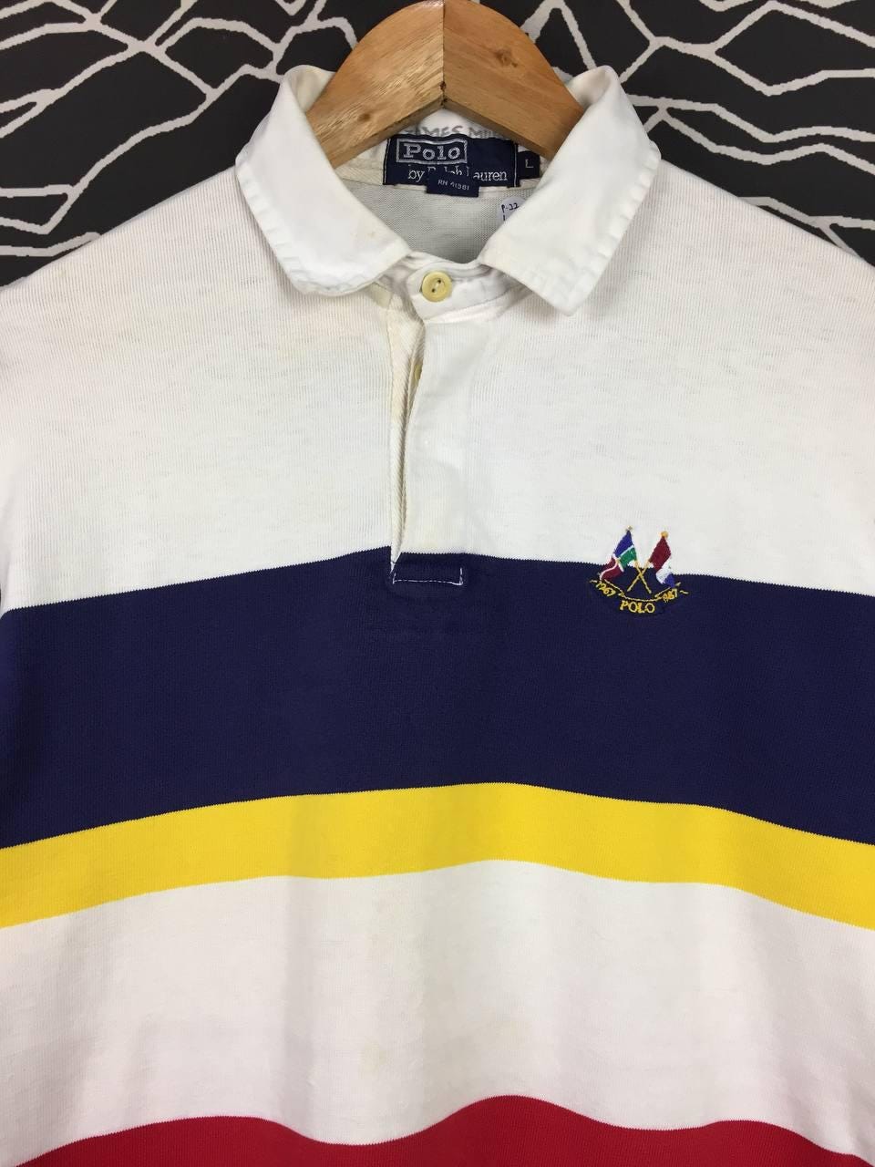Vintage 90s Polo Ralph Lauren Color Block Rugby Shirt (size L