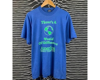 Vtg 90s America Federal Credit Union Promo Single Stitch Tee