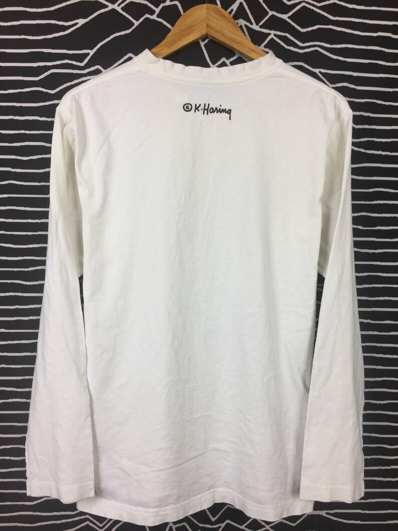Vtg Keith Haring Uniqlo Pop Art T-shirt met lange mouwen, maat L afbeelding 4