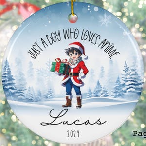 Décoration de Noël personnalisée pour garçon, anime, cadeau pour les amateurs de dessins animés, souvenir de Noël en famille, cadeau de famille, décoration 2024 en métal/céramique/acrylique C040