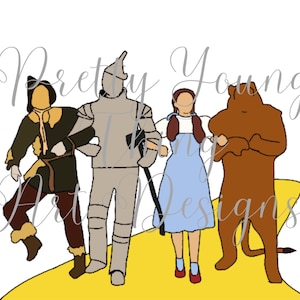 Wizard of Oz art print, Dorothy Gale, fan art, print, gift, movie art. Tin man, scarescrow, cowardly lion