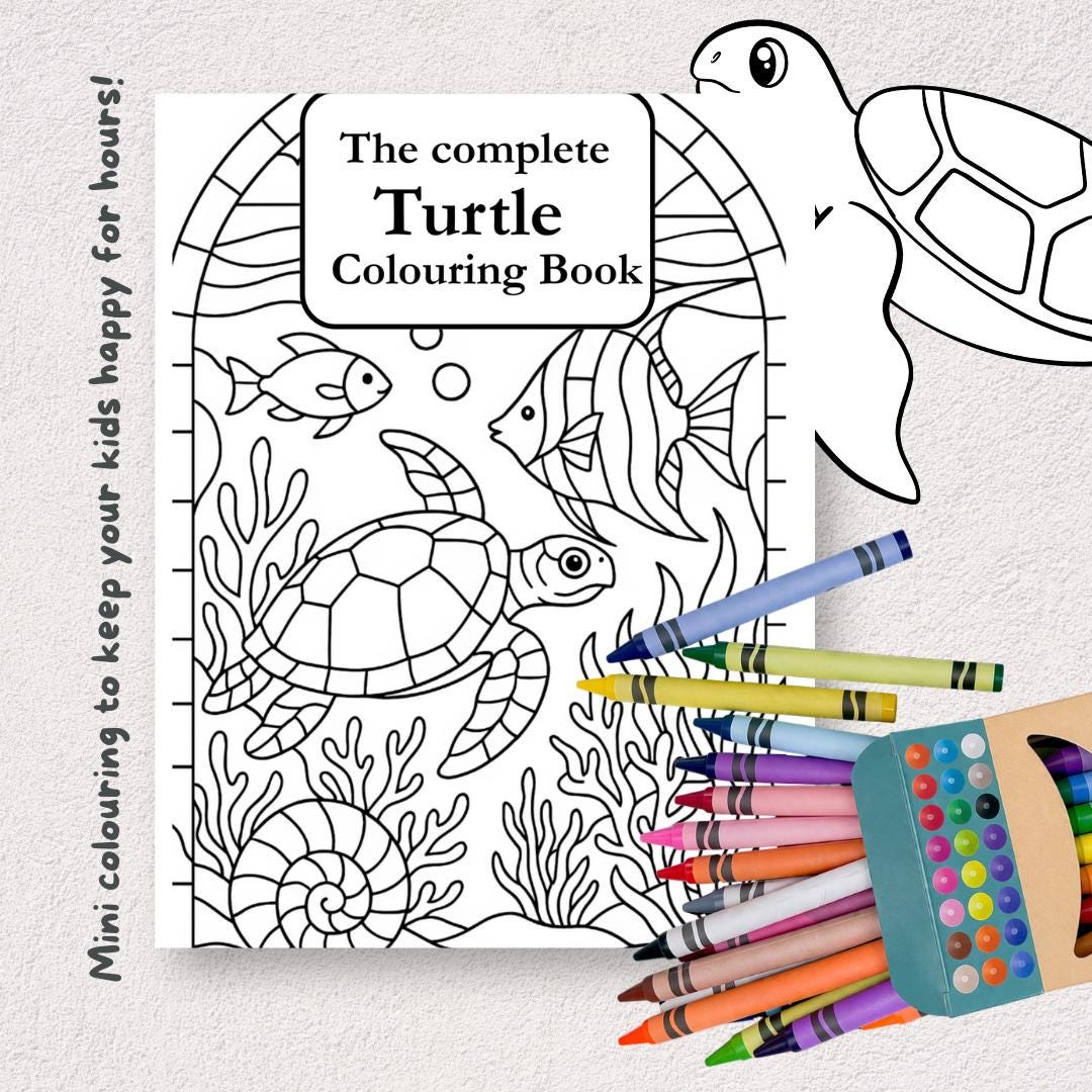 Mini Colour In Mini Colouring Books - Turtles & Ocean - Etsy UK