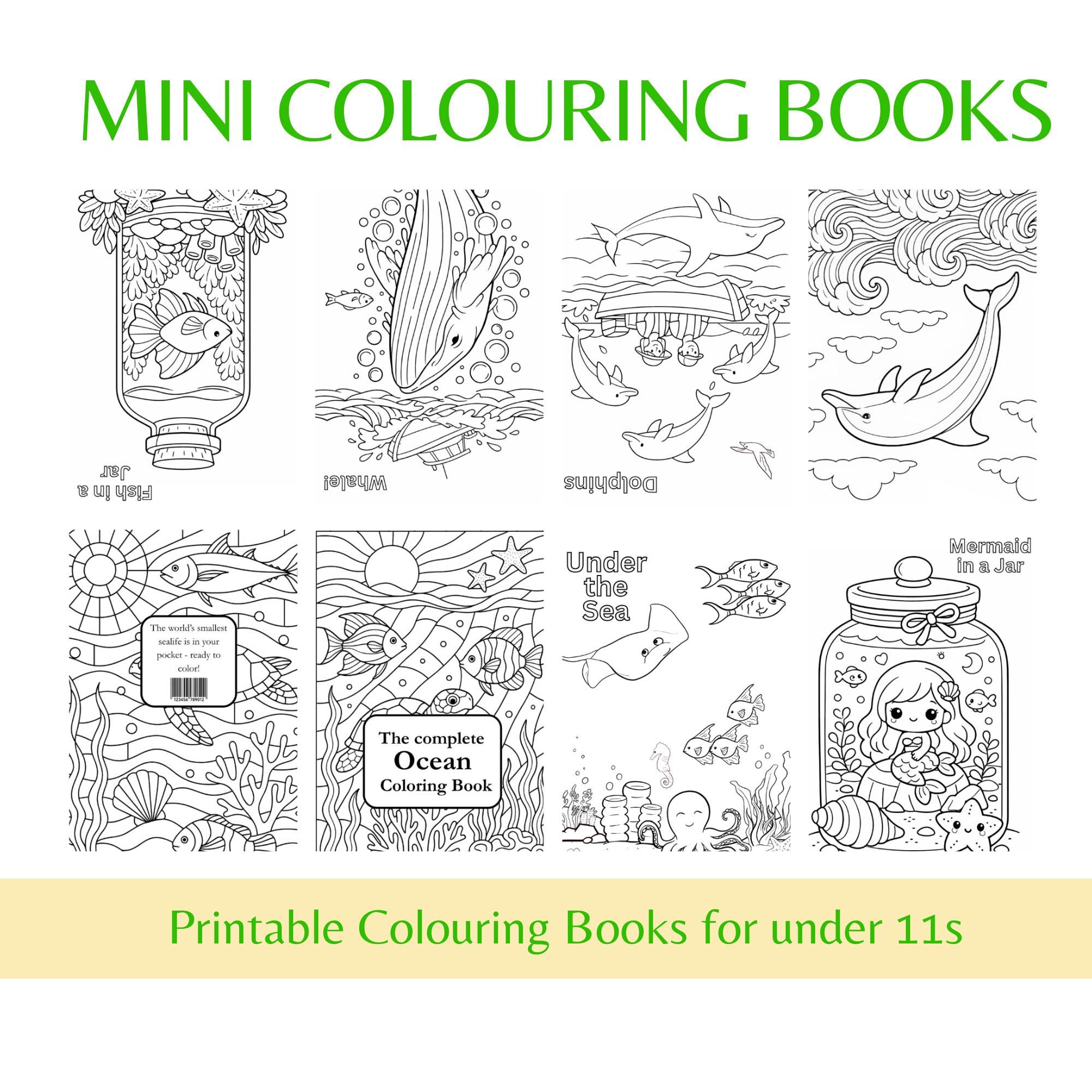 Mini Colour In Mini Colouring Books - Turtles & Ocean - Etsy UK