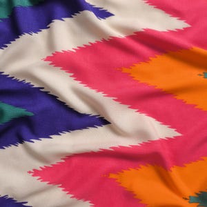 58&quot; Extra Wide, Vibrant Zigzag Print Poplin Cotton – Premium Woven Fabric, Non-Stretch, Fabric by Yard
