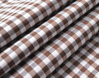 66" Wide 1/4" Gingham Check – Brown Cotton Blend Fabric by the Yard