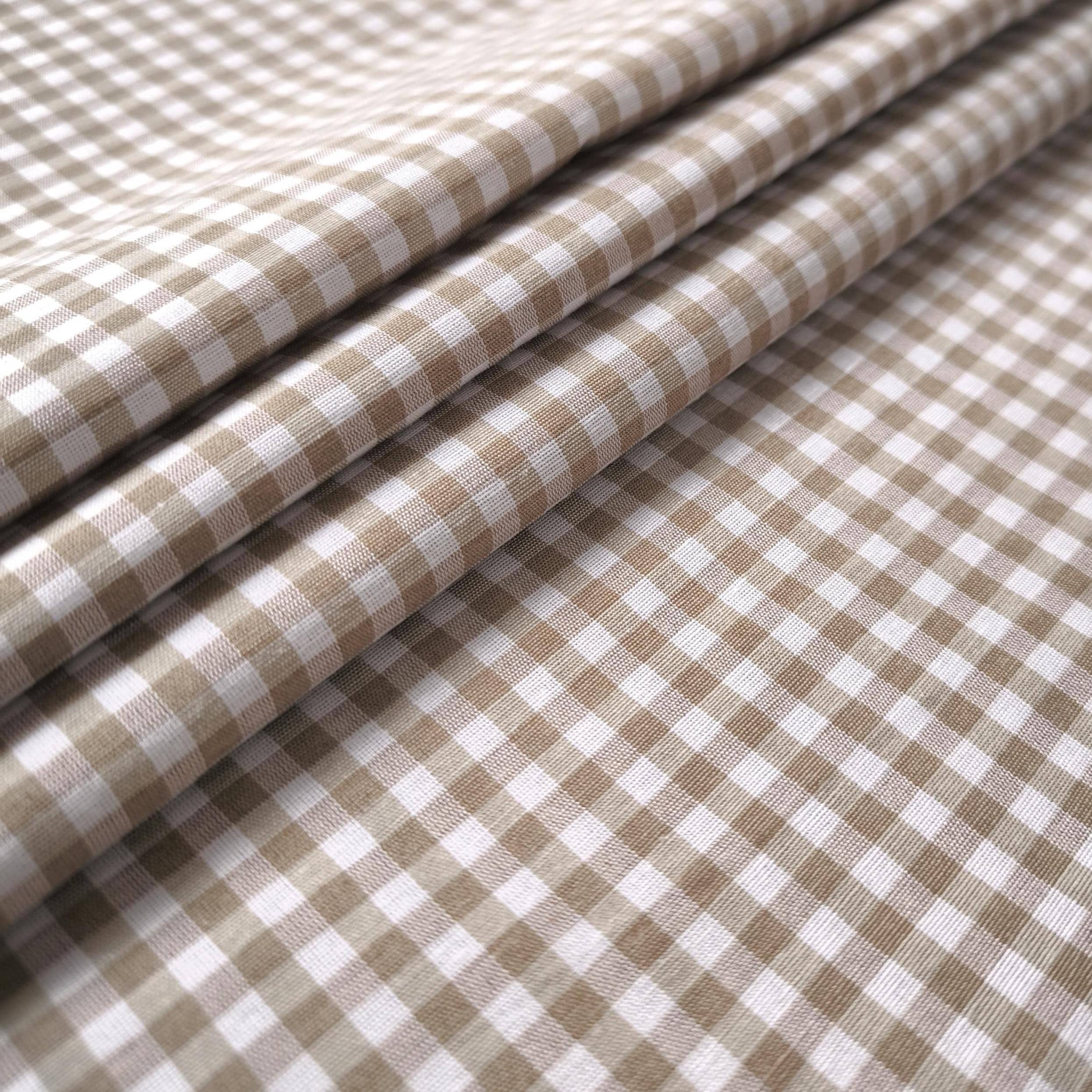 Tissu Vichy Grands Carreaux 10 Mm Marron – Par 10 Cm