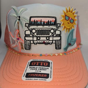 Summer Trucker Hat For Her, Beachy Trucker Hat Fun Summer Cap, Trendy Vacation Hat, Fun Embroidered Beach Cap