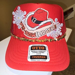 Cute Christmas Holiday Trucker Hats, YeeHaw Holidays Trucker Hat, Festive Western Xmas Hat, Christmas Lover Gift, Christmas Gift for Her