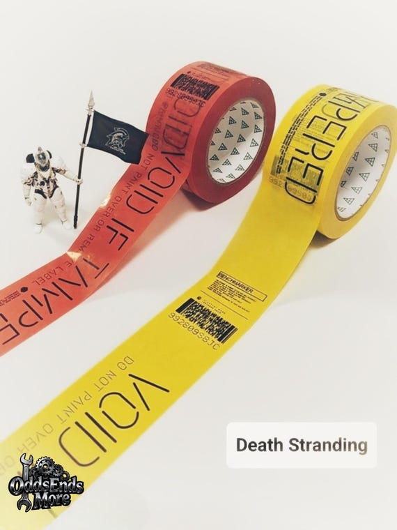 Red/Yellow Tamper-Evident Seals - Death Stranding Inspired Fragile Cargo Tape | 100M/50M | Void If Tampered | Luggage Tag | Video Game Props