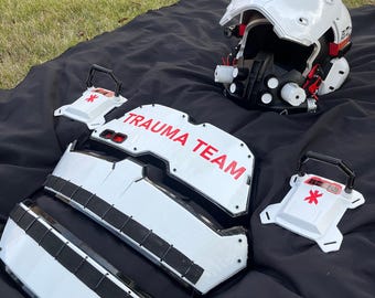Cyberpunk 2077 Trauma Team Set Accessories| 3D Printed Openable Helmet + Chest Plate + Shoulder Pads | 1:1 Custom Cosplay Prop Commission