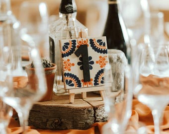 Tile Coaster Table Numbers - Elegant Wedding Reception Decor - Durable Event Table Numbers for Parties & Special Occasions