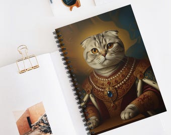Scottish Fold Renaissance Cat Portrait Spiral Notebook: Feline Art Journal