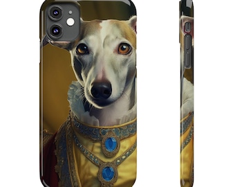 Renaissance Whippet Dog Portrait Phone Case: Customizable Pet Art