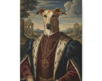 Azawakh Dog Renaissance Portrait Canvas: Elegant Pet Art