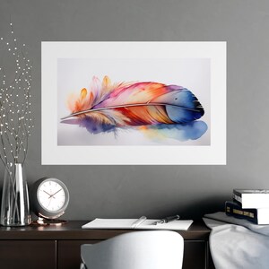 Rainbow Feather Watercolor Print - 3 | Elegant Wall Art & Prints | Unique Home Decor | Wall Print | Wall Art