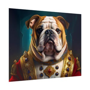 English Bulldog Renaissance  Dog Pet Portrait Print | Wall Art | Wall Print