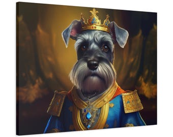 Miniature Schnauzer Renaissance Pet Portrait Art on Canvas