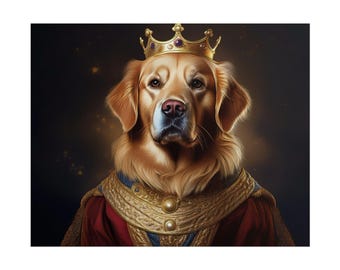 Ritratto rinascimentale di Golden Retriever: stampa artistica di un cane regale