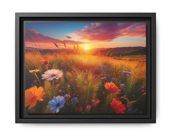Mountain Wildflower Sunset, Framed Landscape Print