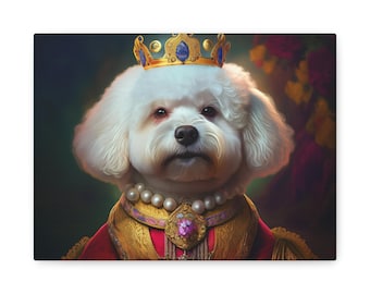ビションフリーゼの油絵プリントペットの絵画かわいい子犬の壁アート犬