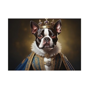Boston Terrier Renaissance Dog Portrait Print, Wall Decor Gift, Animal Lover Home Decor, Dog Wall Art