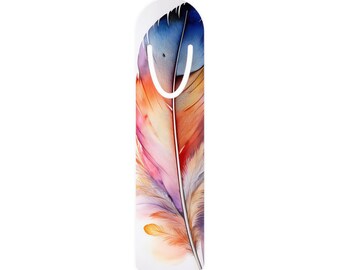 Elegant Watercolor Feather Aluminum Bookmark for Book Lovers