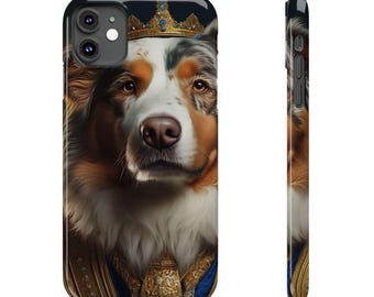 Renaissance Australian Shepherd Dog Portrait Slim Phone Case