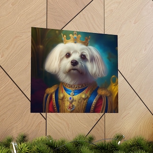 Maltese Renaissance Dog Portrait Wall Print | Art Print | Wall Art | Dog Lovers Gift