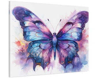 Blue & Purple Butterfly Alcohol Ink Art Print: Nature Wall Decor