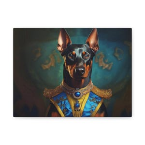 Doberman Pinscher Renaissance Pet Portrait Art on Canvas
