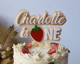 Fondant comestible fraises | Mini décorations pour gâteau, décorations de premier anniversaire baies en acrylique pour prénom |