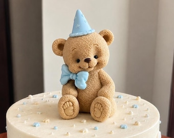 Fondant Teddy Bear Cake Topper, Baby Shower, Birthday Decoration