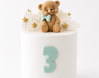 Fondant Teddy Bear Cake Topper Set | Baby Shower Decor