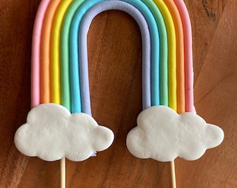 Décoration de gâteau arc-en-ciel fondant | Décoration de baby shower