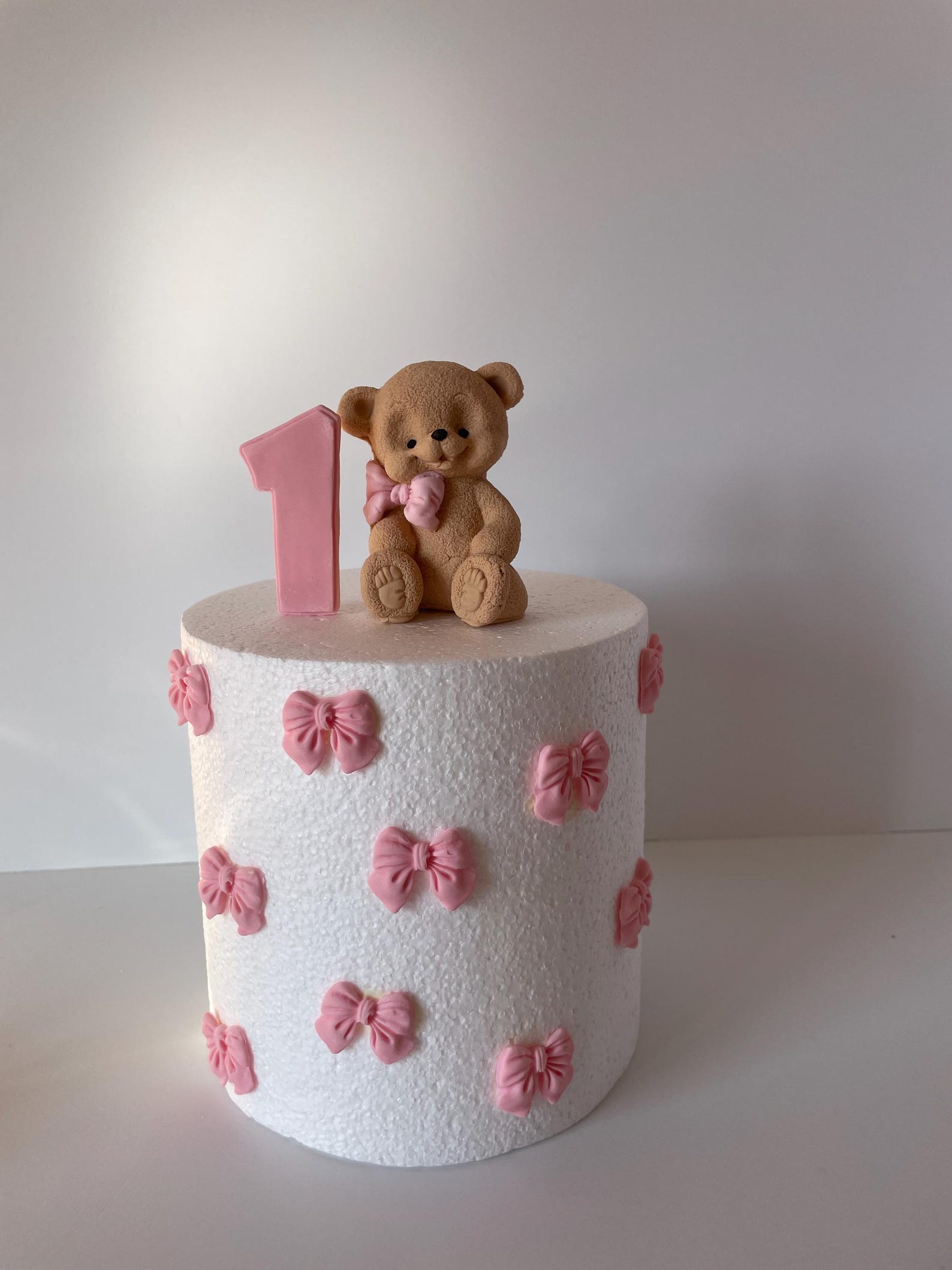 Fondant Teddy Bear Cake Topper With Bow & Number Baby Shower - Etsy